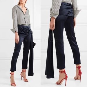 HELLESSY Morten Knotted Satin Tie Sash Pants in Navy Blue